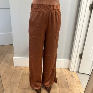 Zara Satin Wide-Leg Pants - Copper
